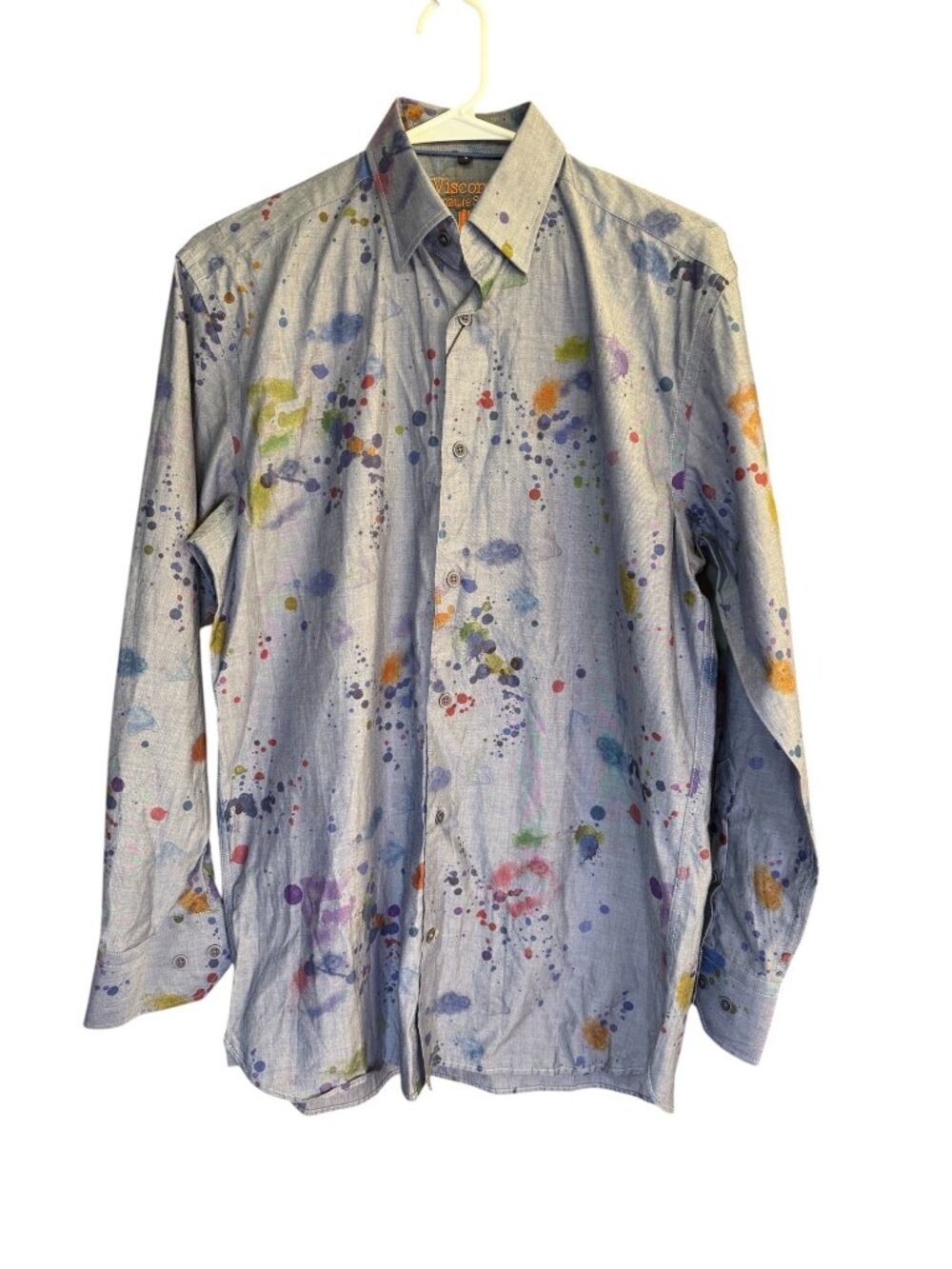 Visconti Signature Series Mens Button-Up Shirt Paint Splatter Pattern S NWT